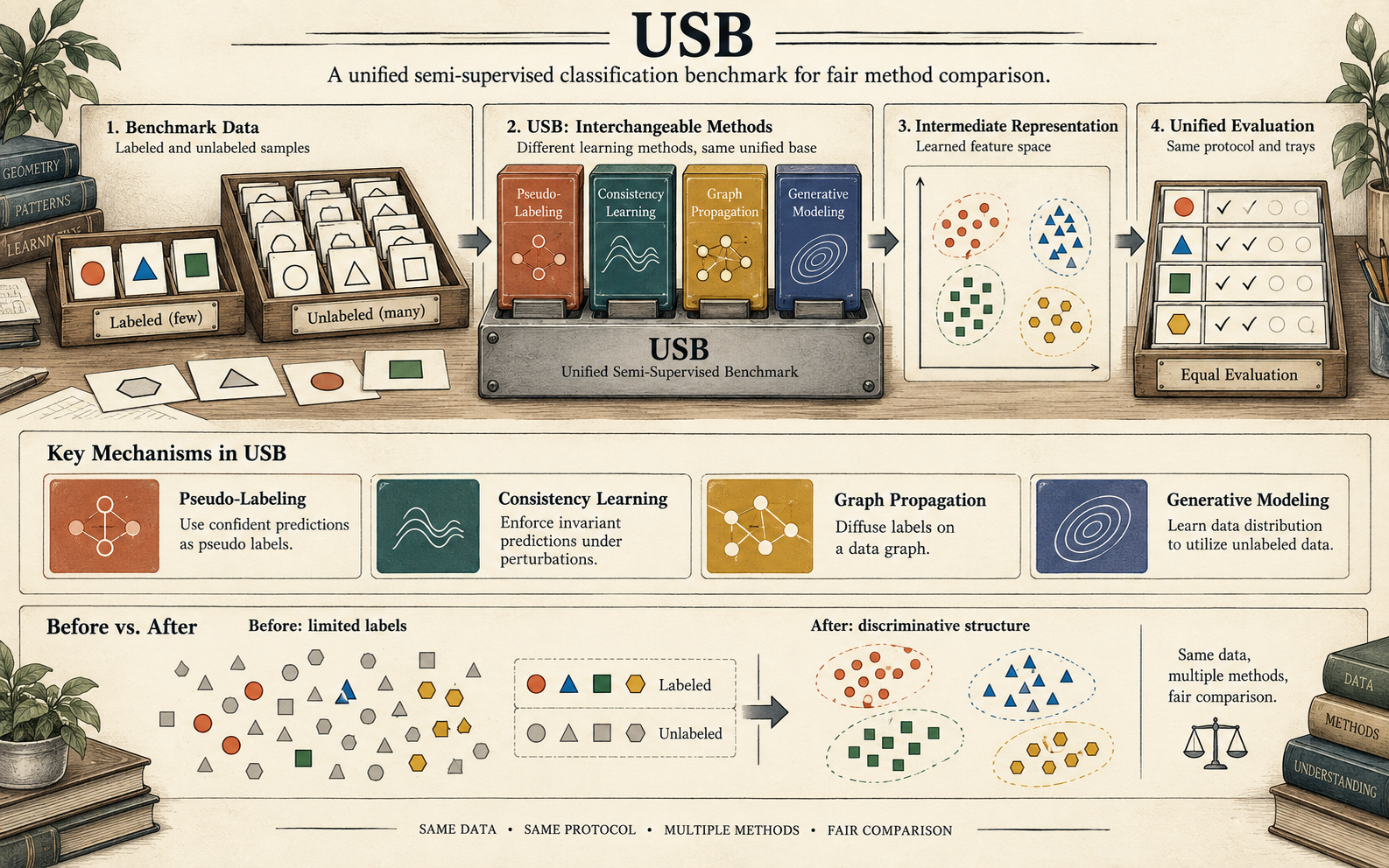 USB: A Unified Semi-supervised Learning Benchmark for Classification.