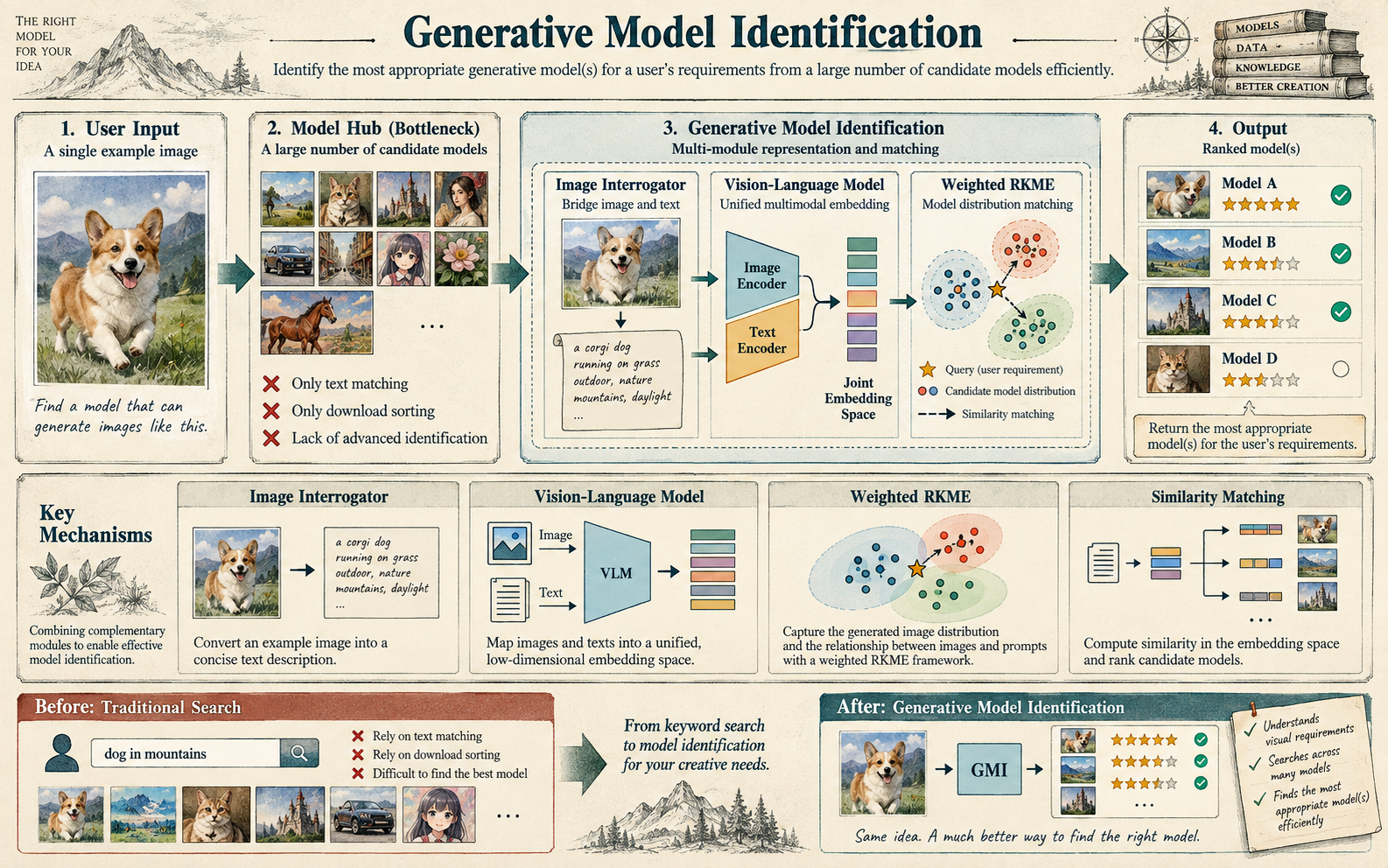 You Only Submit One Image to Find the Most Suitable Generative Model.